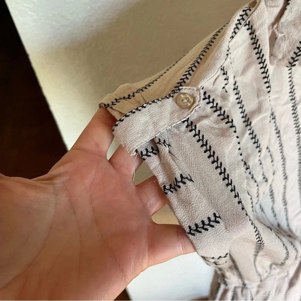 SWEET WANDERER ~ Cream Striped Maternity Half Button Lightweight Too - Picture 6 of 9